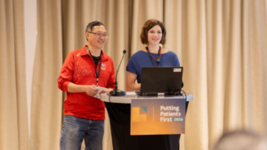Dr. Julia Schimdt and stroke survivor Danny Wong at Putting Patients First 2026.