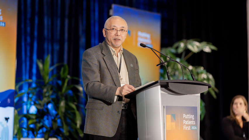 Sunny Loo speaks at the Putting Patients First conference on March 3, 2026.